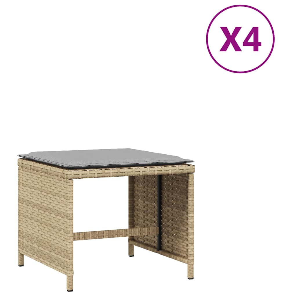 Garden Stools with Cushions 4 pcs Mix Beige 41x41x36 cm