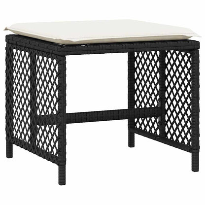 Garden Stools with Cushions 4 pcs Black 41x41x36 cm Poly Rattan