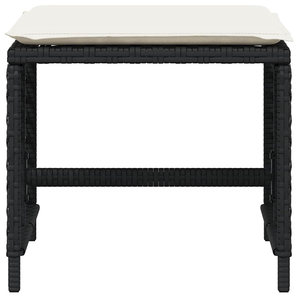 Garden Stools with Cushions 4 pcs Black 41x41x36 cm Poly Rattan