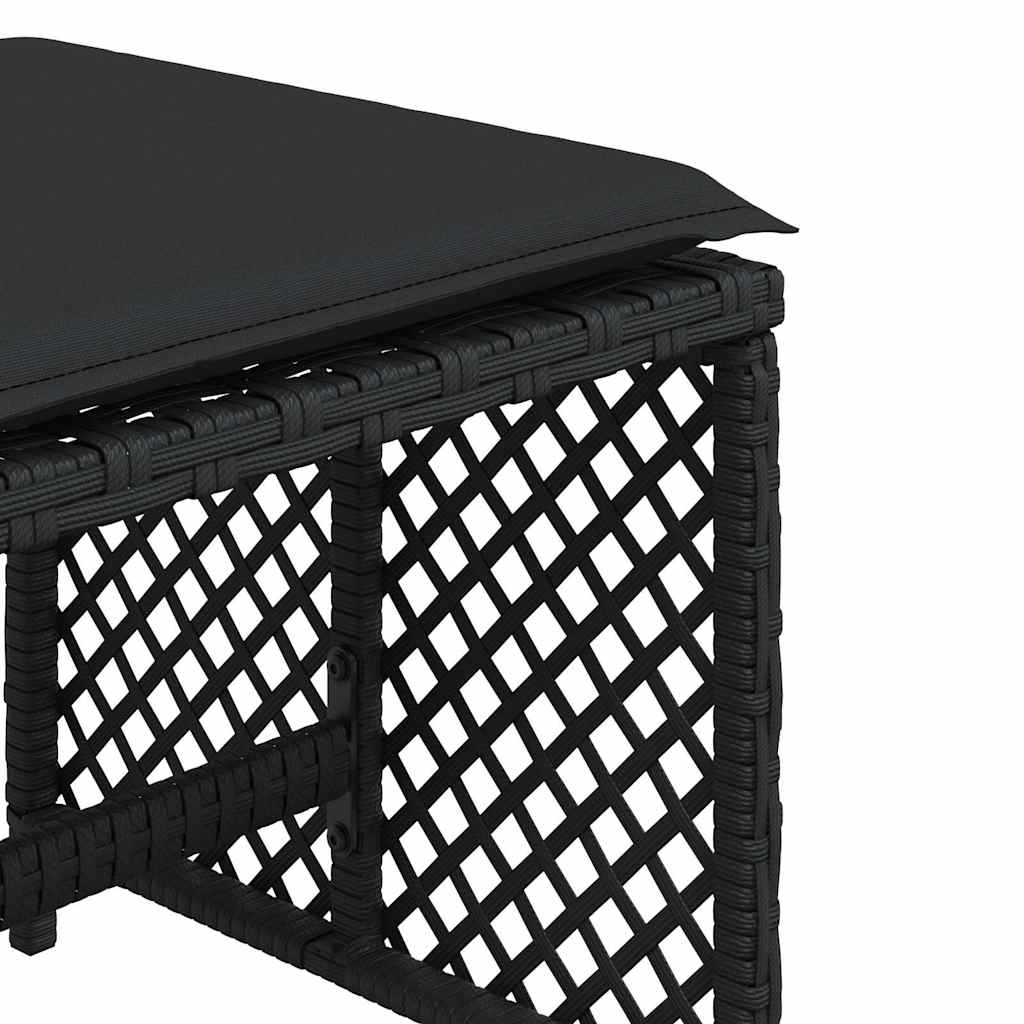 Garden Stools with Cushions 4 pcs Black 41x41x36 cm Poly Rattan