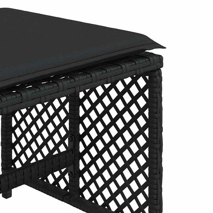 Garden Stools with Cushions 4 pcs Black 41x41x36 cm Poly Rattan