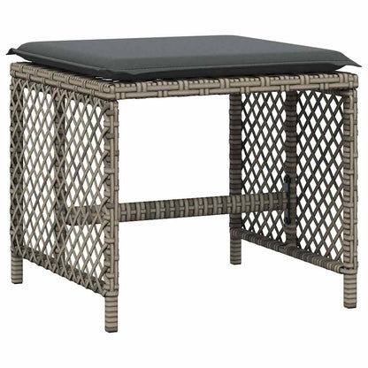 Garden Stools with Cushions 4 pcs Grey 41x41x36 cm Poly Rattan