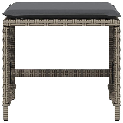 Garden Stools with Cushions 4 pcs Grey 41x41x36 cm Poly Rattan