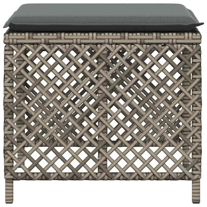 Garden Stools with Cushions 4 pcs Grey 41x41x36 cm Poly Rattan