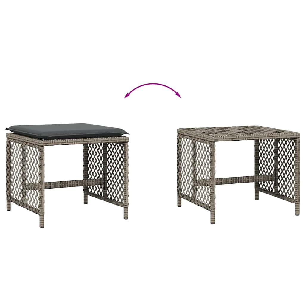 Garden Stools with Cushions 4 pcs Grey 41x41x36 cm Poly Rattan