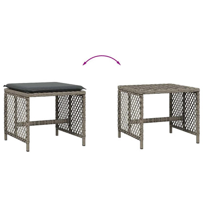 Garden Stools with Cushions 4 pcs Grey 41x41x36 cm Poly Rattan