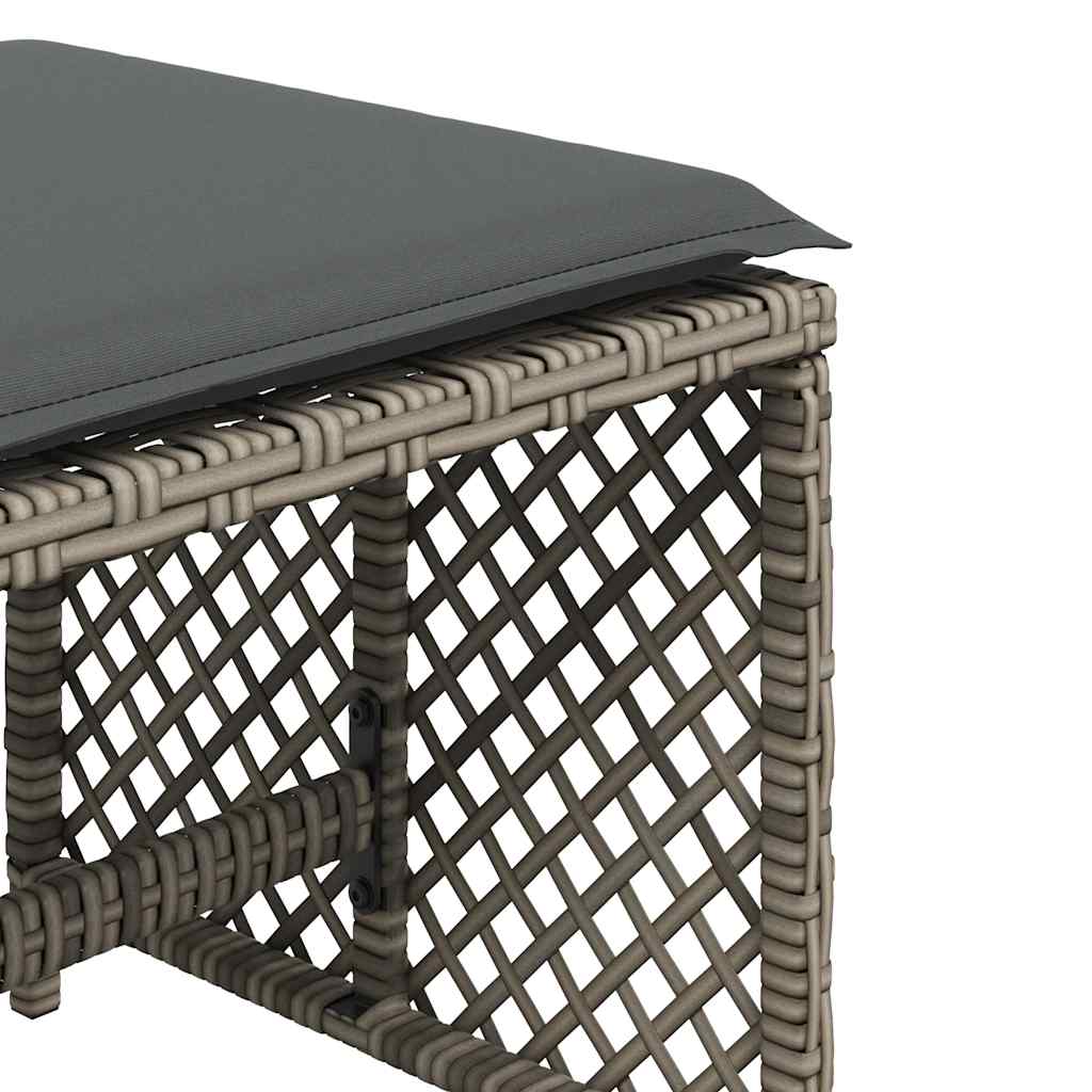 Garden Stools with Cushions 4 pcs Grey 41x41x36 cm Poly Rattan