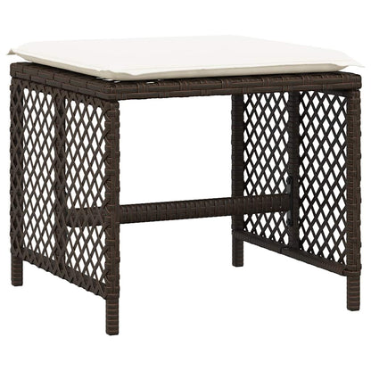 Garden Stools with Cushions 4 pcs Brown 41x41x36 cm Poly Rattan