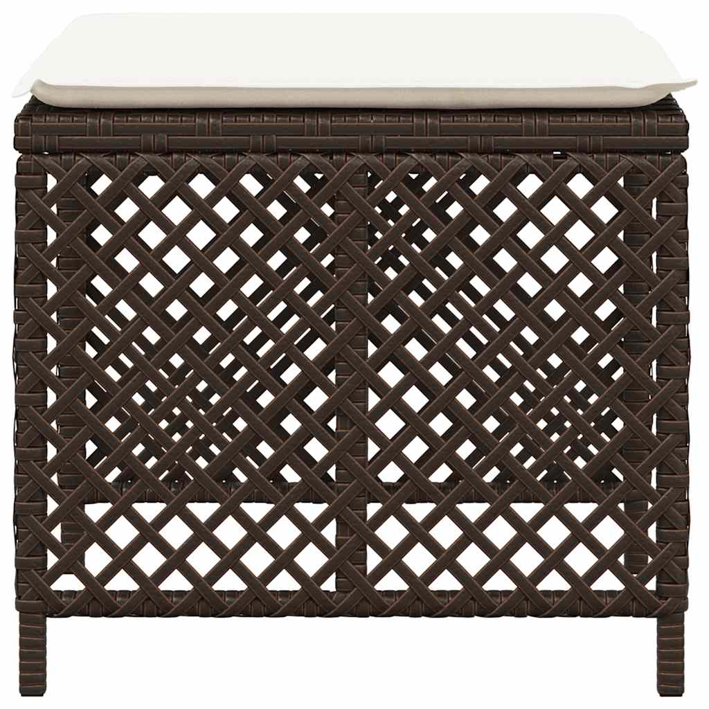 Garden Stools with Cushions 4 pcs Brown 41x41x36 cm Poly Rattan