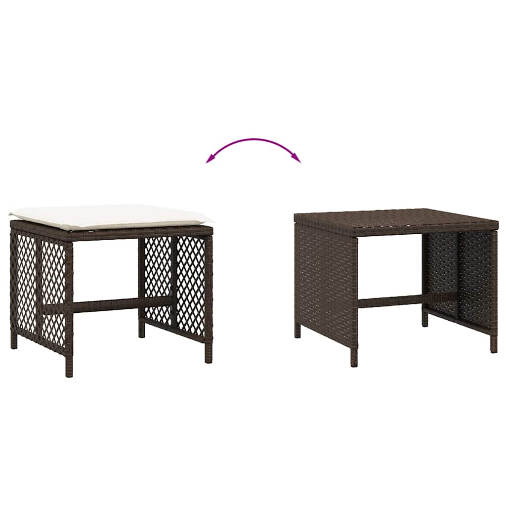 Garden Stools with Cushions 4 pcs Brown 41x41x36 cm Poly Rattan