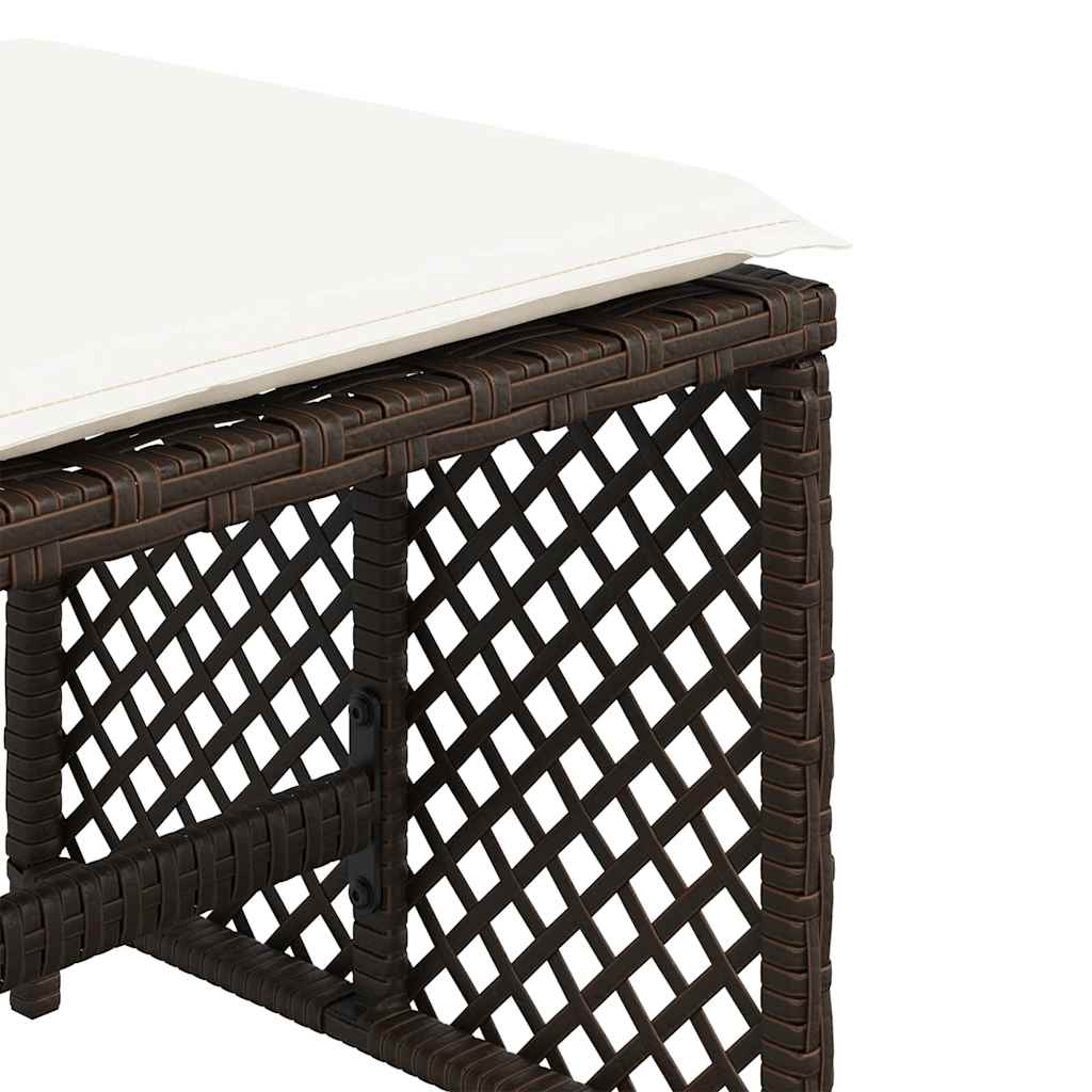 Garden Stools with Cushions 4 pcs Brown 41x41x36 cm Poly Rattan