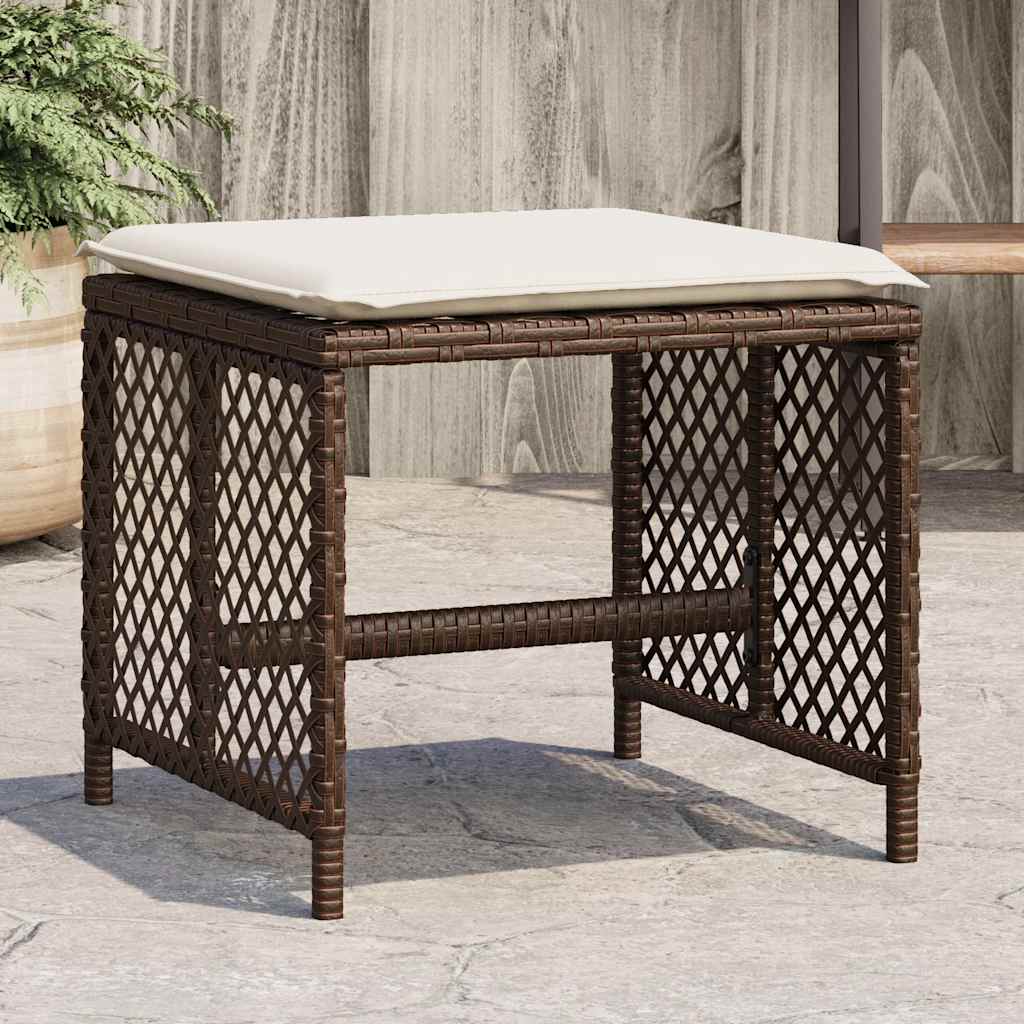 Garden Stools with Cushions 4 pcs Brown 41x41x36 cm Poly Rattan