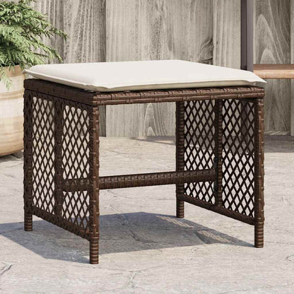 Garden Stools with Cushions 4 pcs Brown 41x41x36 cm Poly Rattan