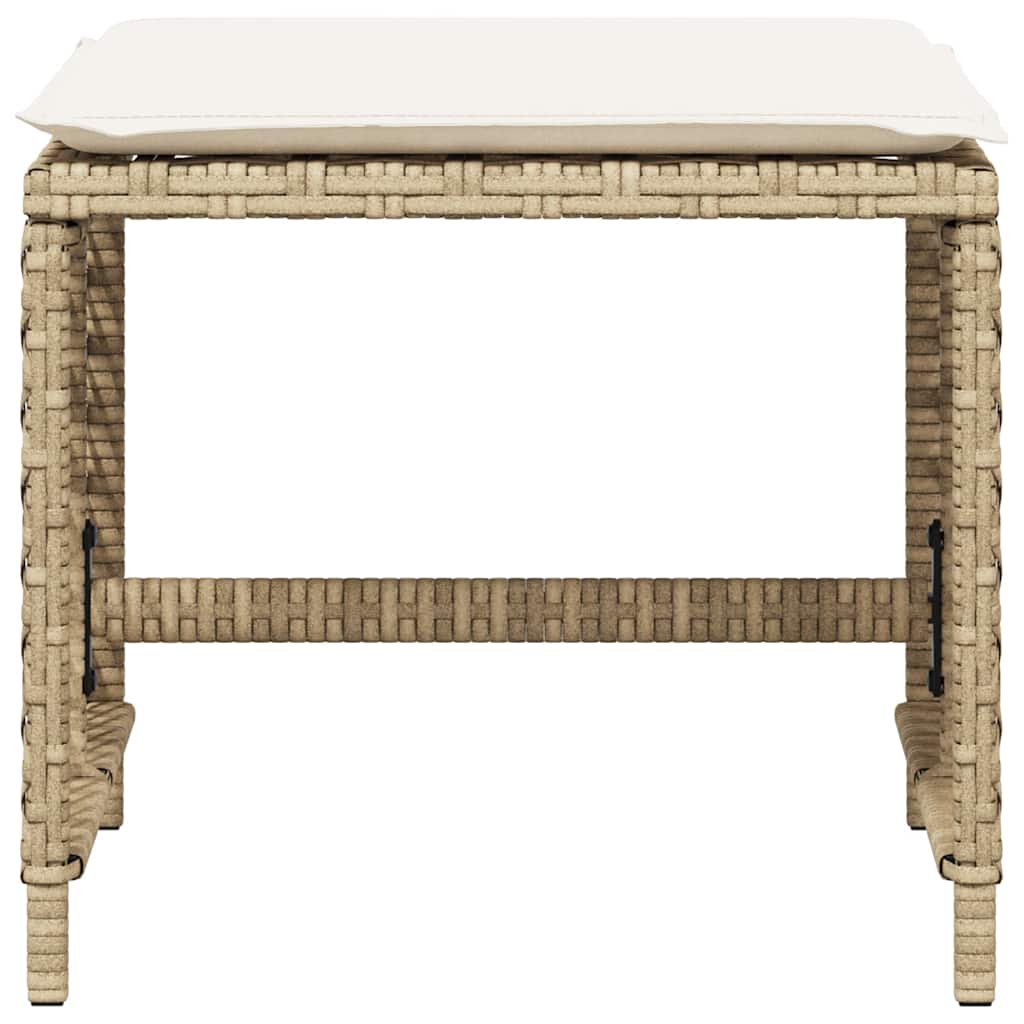 Garden Stools with Cushions 4 pcs Beige 41x41x36 cm Poly Rattan
