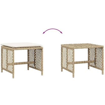 Garden Stools with Cushions 4 pcs Beige 41x41x36 cm Poly Rattan