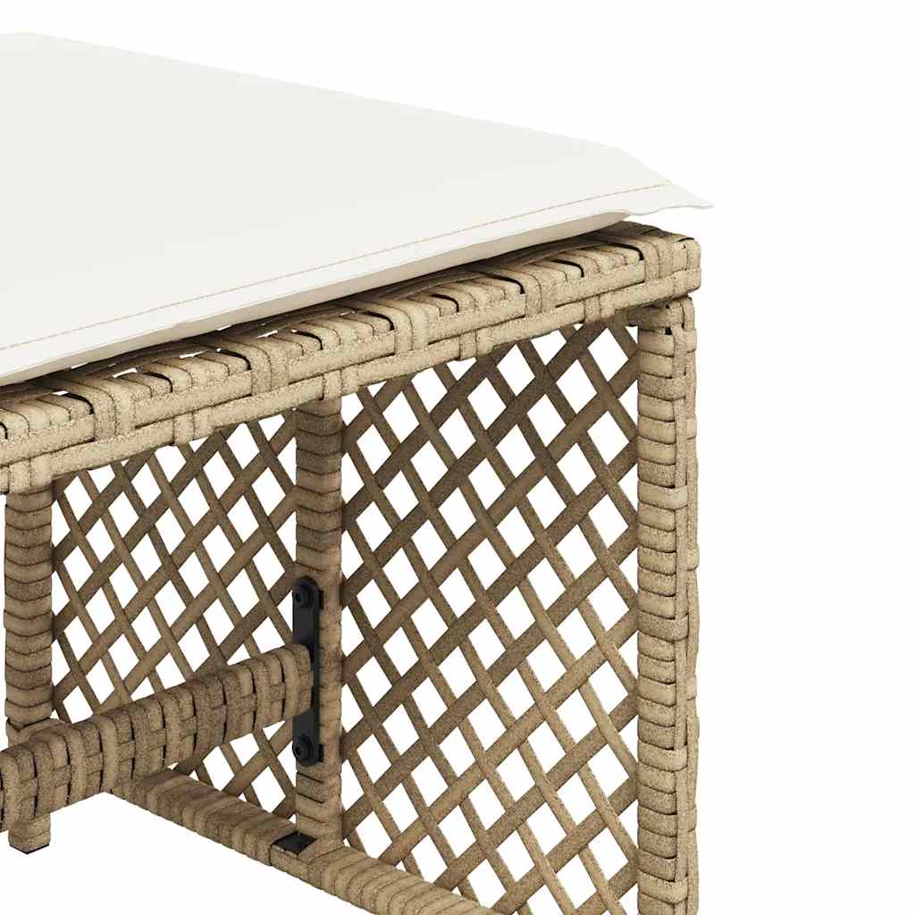 Garden Stools with Cushions 4 pcs Beige 41x41x36 cm Poly Rattan
