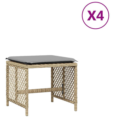 Garden Stools with Cushions 4 pcs Mix Beige 41x41x36 cm