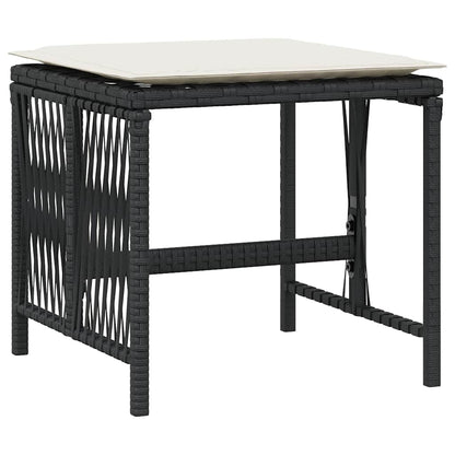 Garden Stools with Cushions 4 pcs Black 41x41x36 cm Poly Rattan