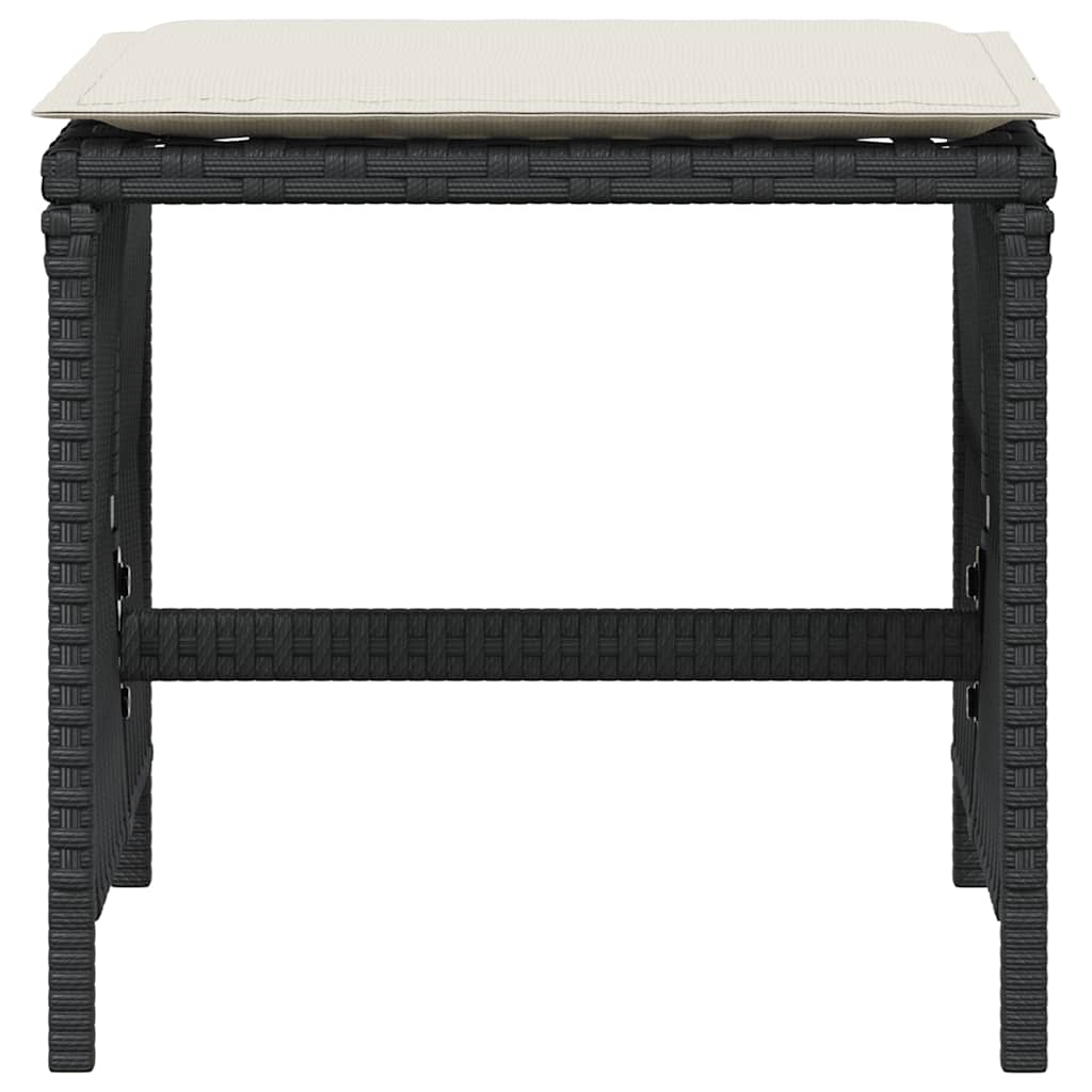 Garden Stools with Cushions 4 pcs Black 41x41x36 cm Poly Rattan