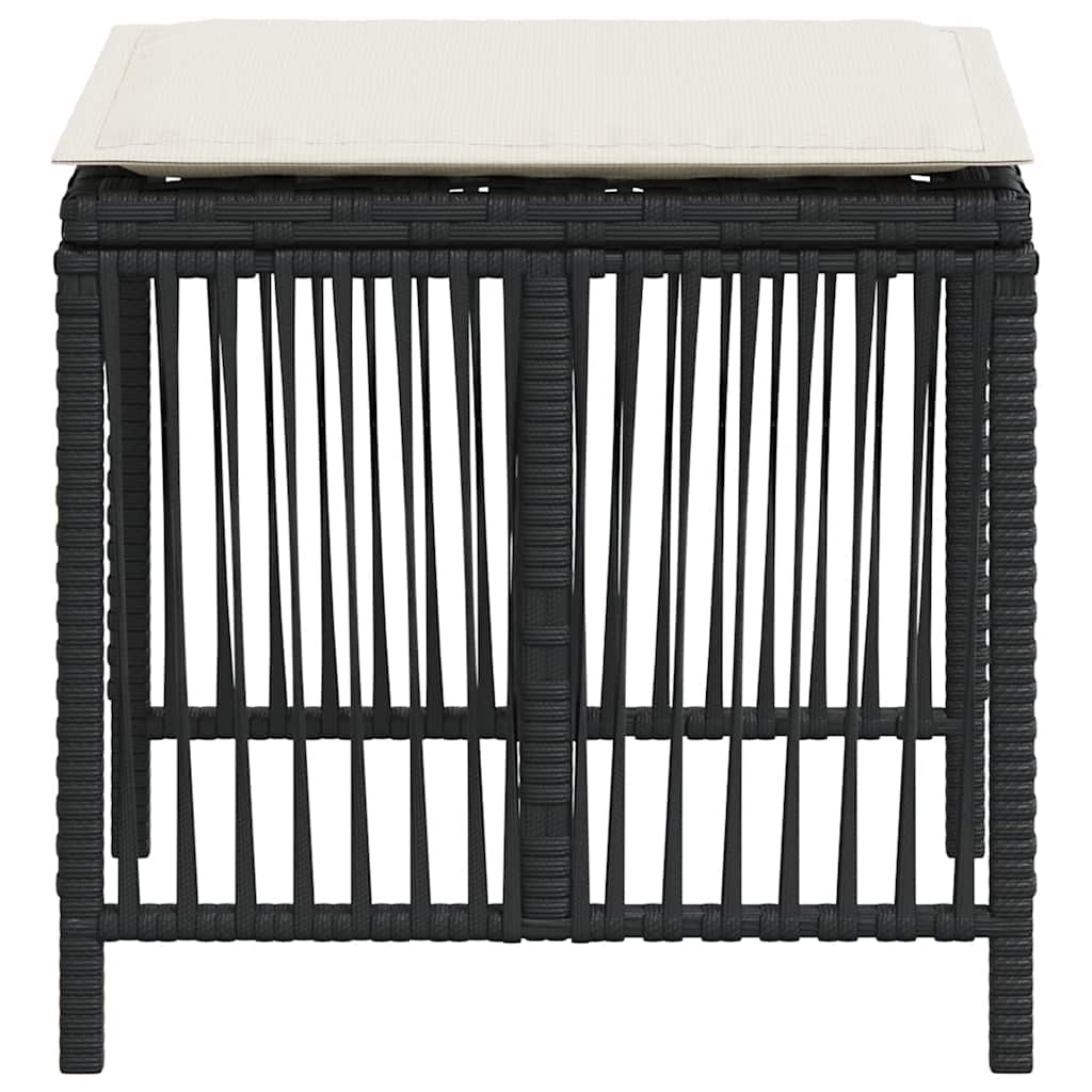 Garden Stools with Cushions 4 pcs Black 41x41x36 cm Poly Rattan