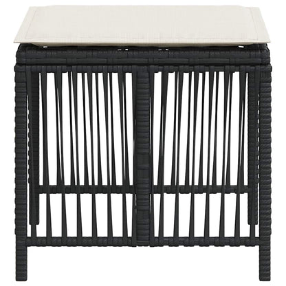 Garden Stools with Cushions 4 pcs Black 41x41x36 cm Poly Rattan