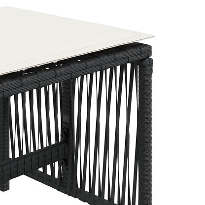 Garden Stools with Cushions 4 pcs Black 41x41x36 cm Poly Rattan
