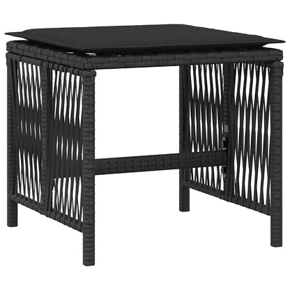 Garden Stools with Cushions 4 pcs Black 41x41x36 cm Poly Rattan