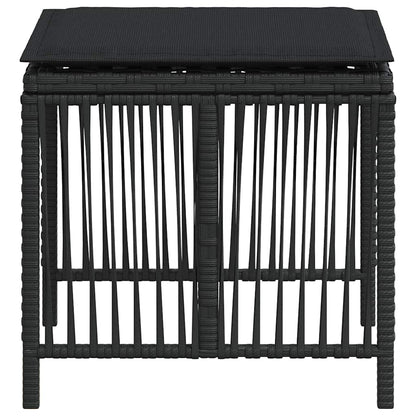 Garden Stools with Cushions 4 pcs Black 41x41x36 cm Poly Rattan
