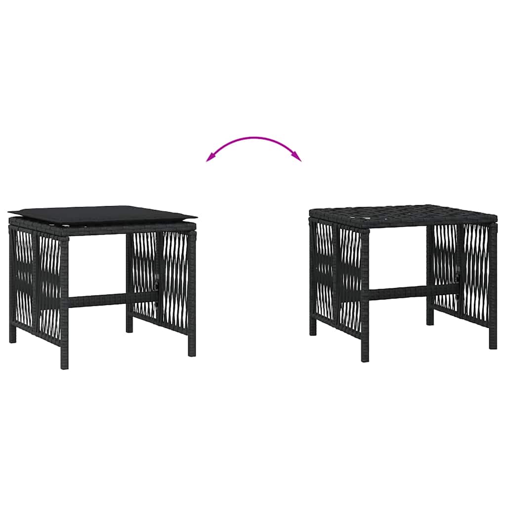 Garden Stools with Cushions 4 pcs Black 41x41x36 cm Poly Rattan