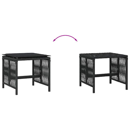 Garden Stools with Cushions 4 pcs Black 41x41x36 cm Poly Rattan