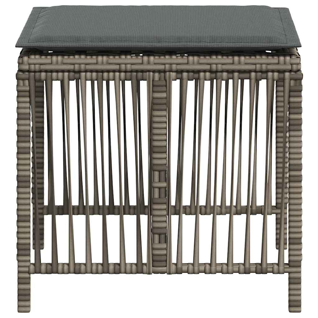 Garden Stools with Cushions 4 pcs Grey 41x41x36 cm Poly Rattan