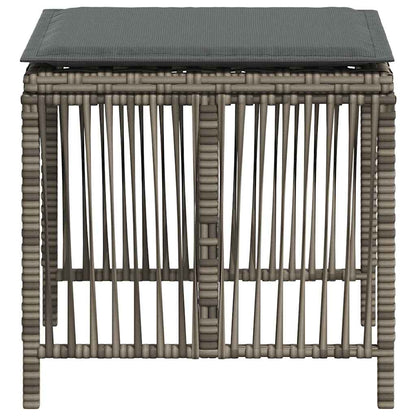 Garden Stools with Cushions 4 pcs Grey 41x41x36 cm Poly Rattan