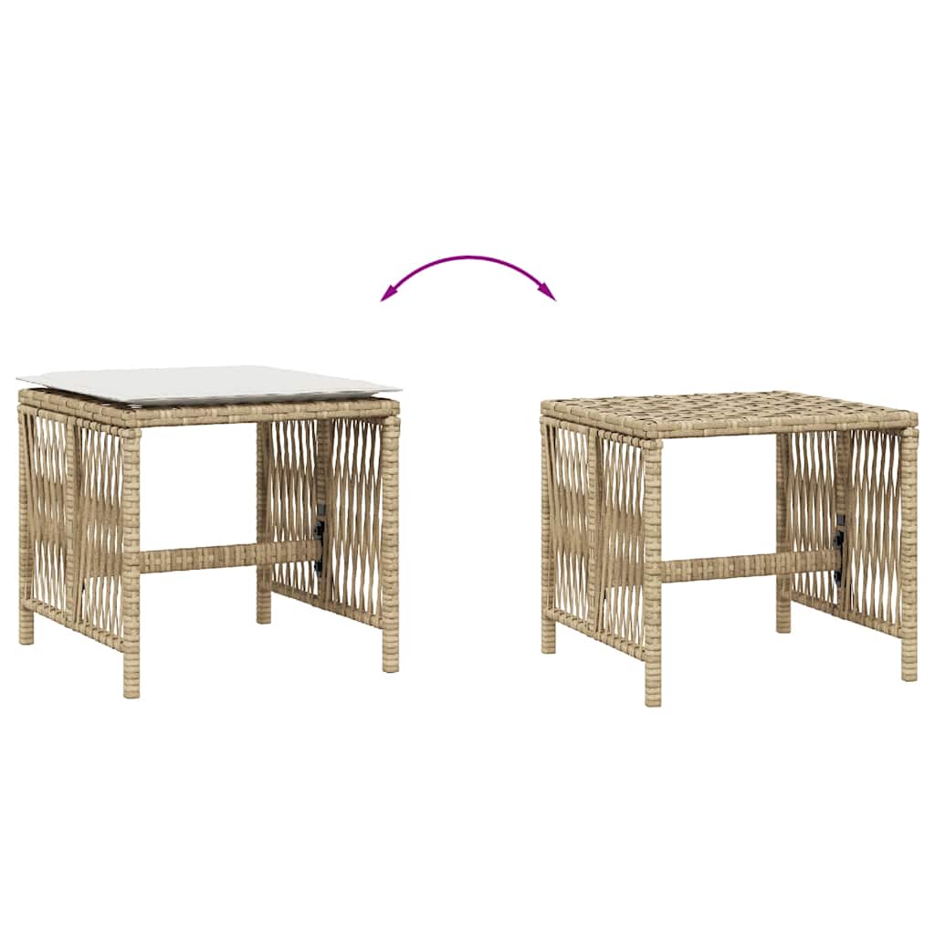 Garden Stools with Cushions 4 pcs Beige 41x41x36 cm Poly Rattan
