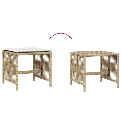 Garden Stools with Cushions 4 pcs Beige 41x41x36 cm Poly Rattan