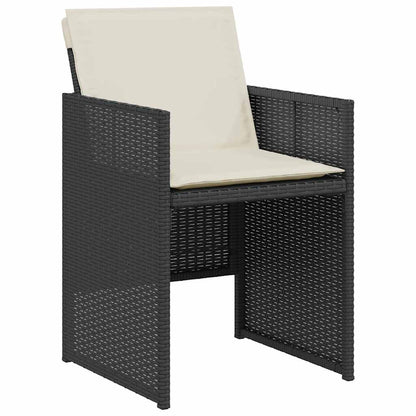 3 Piece Bistro Set with Cushions Black Poly Rattan