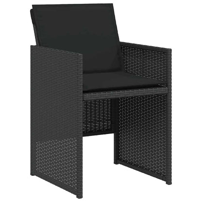 3 Piece Bistro Set with Cushions Black Poly Rattan