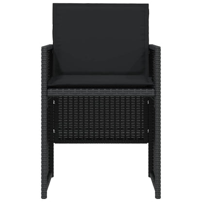 3 Piece Bistro Set with Cushions Black Poly Rattan