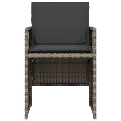 3 Piece Bistro Set with Cushions Grey Poly Rattan