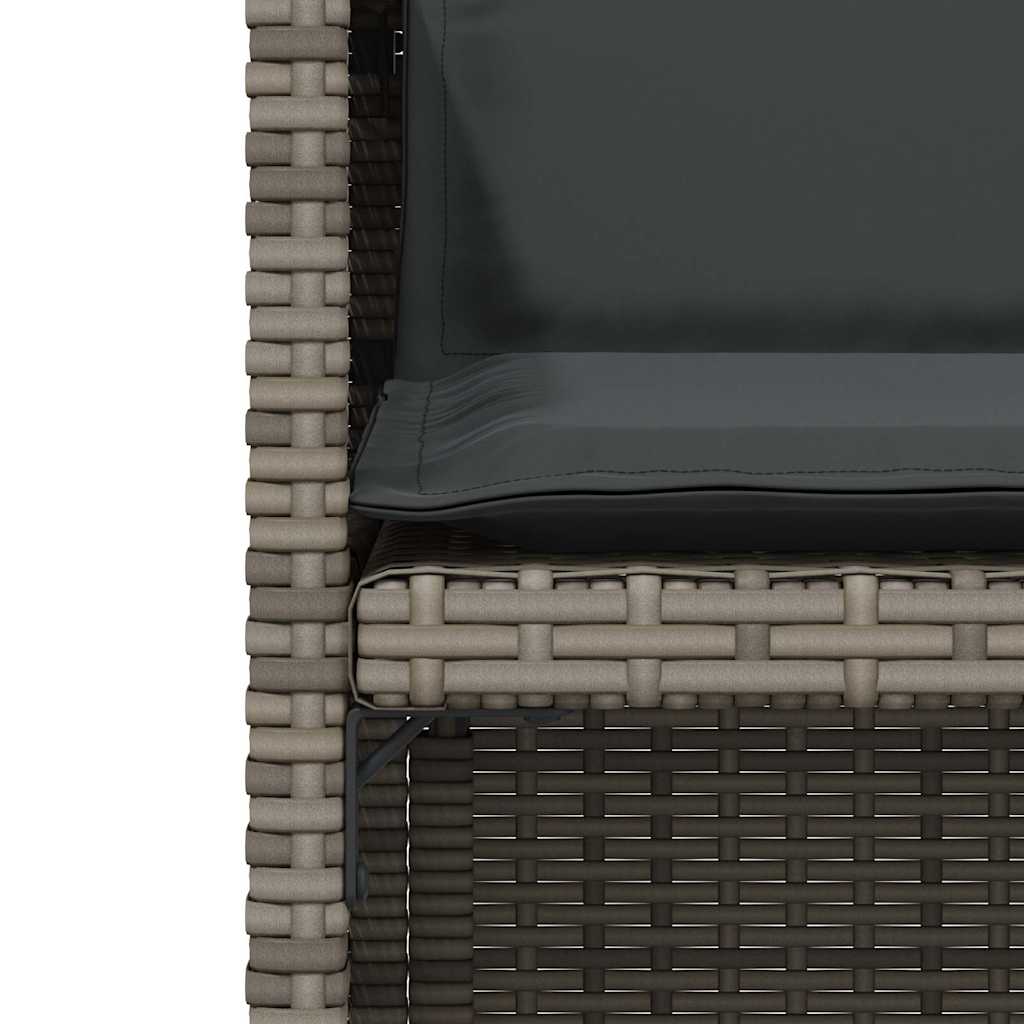3 Piece Bistro Set with Cushions Grey Poly Rattan