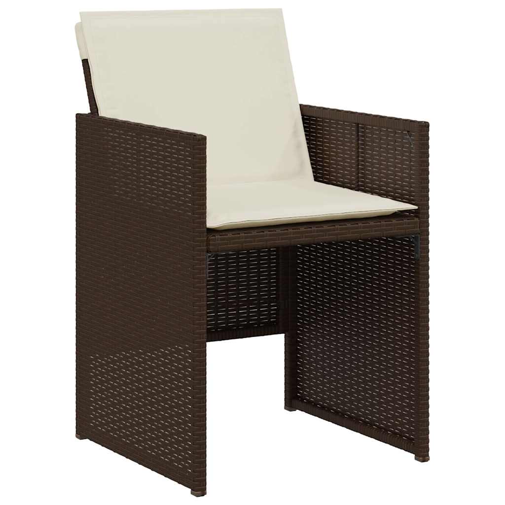 3 Piece Bistro Set with Cushions Brown Poly Rattan