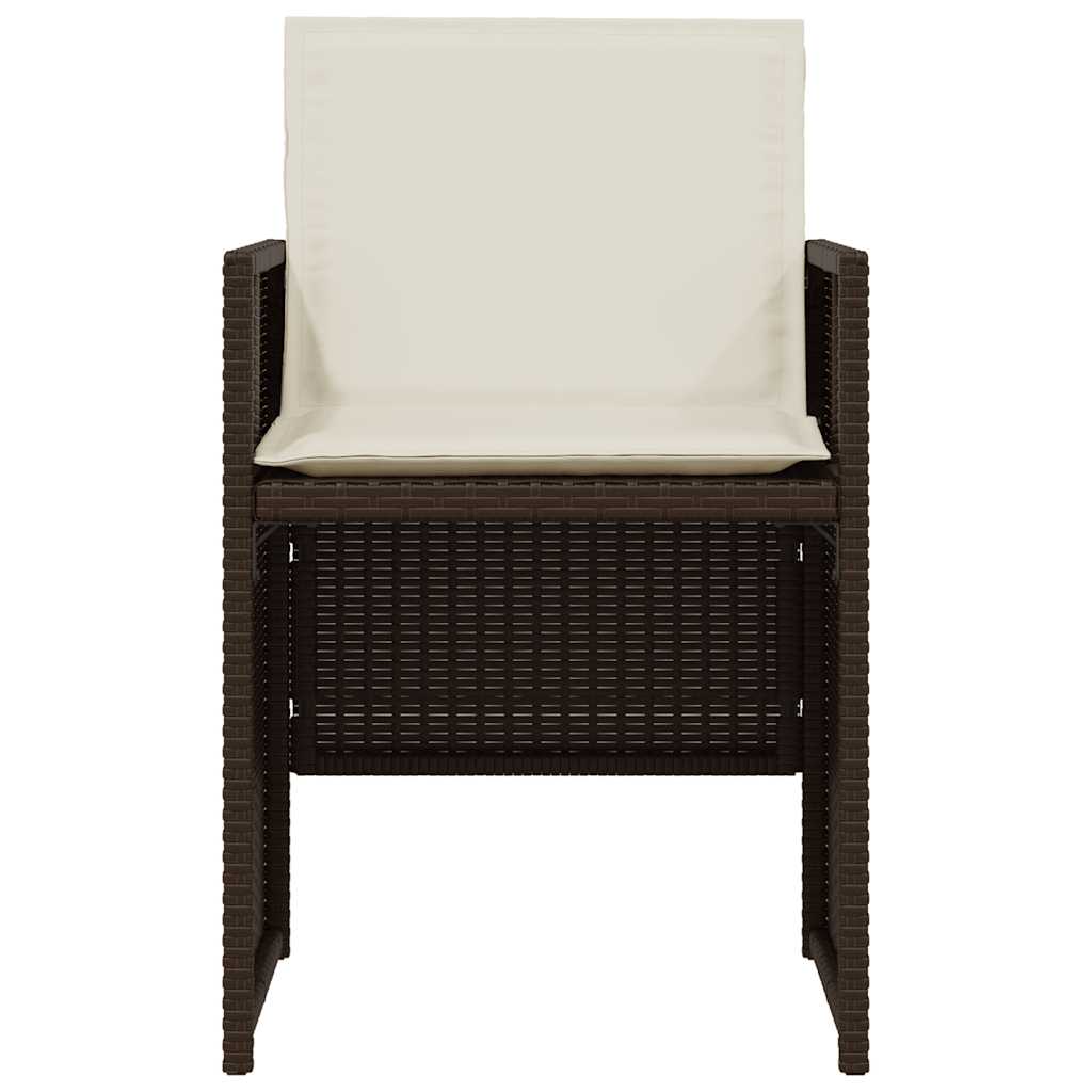 3 Piece Bistro Set with Cushions Brown Poly Rattan