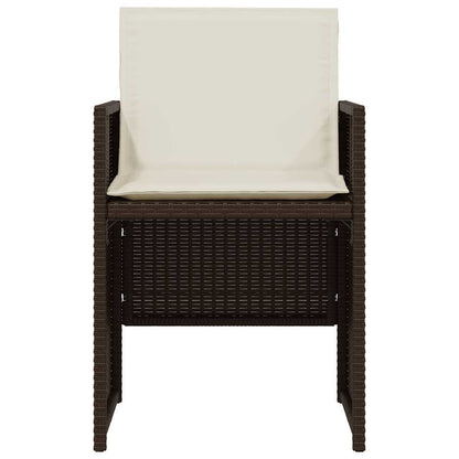 3 Piece Bistro Set with Cushions Brown Poly Rattan