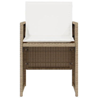 3 Piece Bistro Set with Cushions Beige Poly Rattan