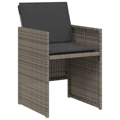 3 Piece Bistro Set with Cushions Grey Poly Rattan