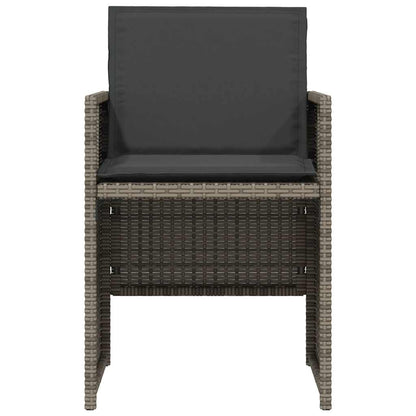 3 Piece Bistro Set with Cushions Grey Poly Rattan