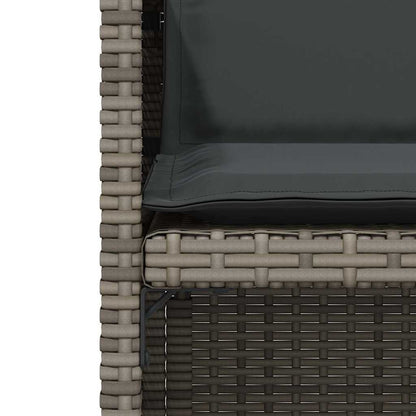 3 Piece Bistro Set with Cushions Grey Poly Rattan