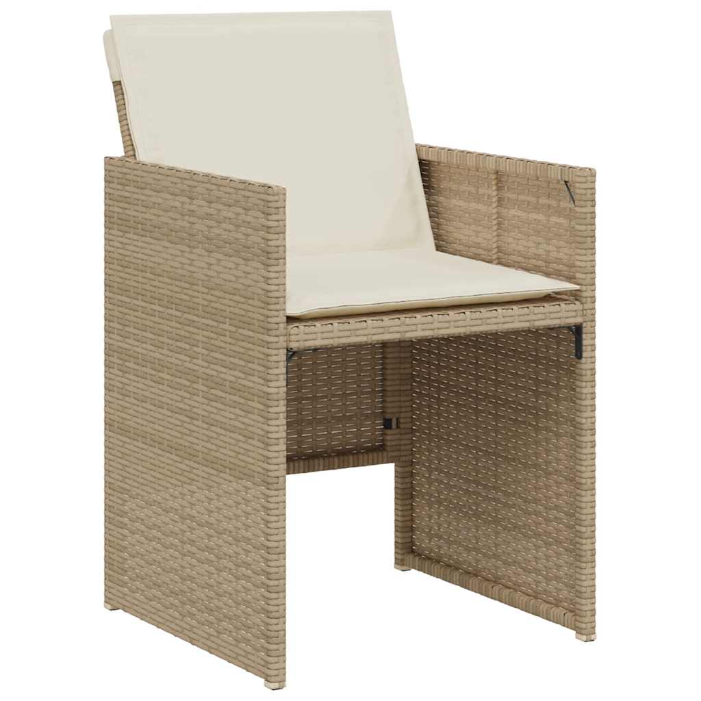 3 Piece Bistro Set with Cushions Beige Poly Rattan