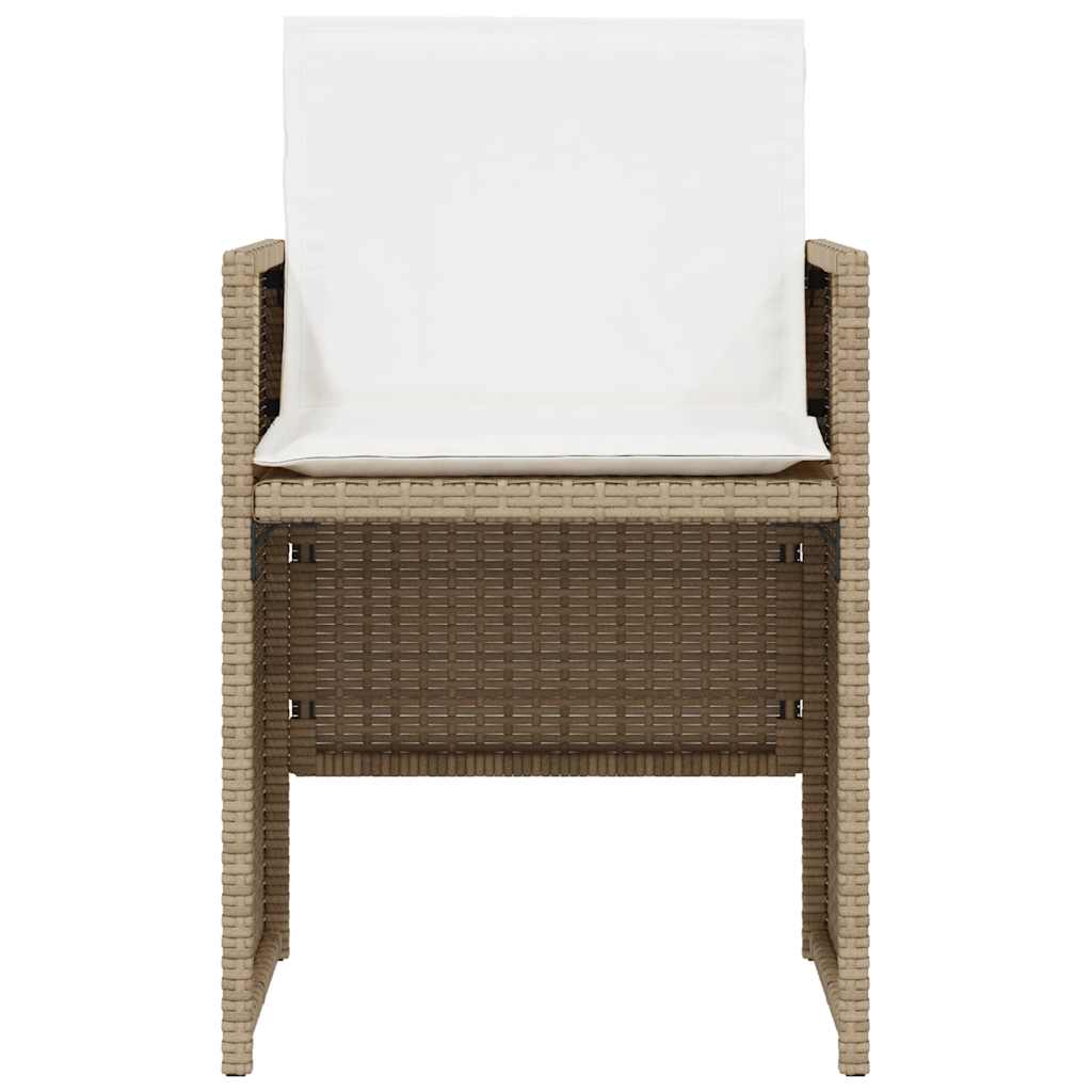 3 Piece Bistro Set with Cushions Beige Poly Rattan