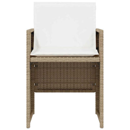 3 Piece Bistro Set with Cushions Beige Poly Rattan