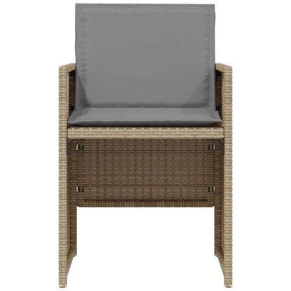 3 Piece Bistro Set with Cushions Mix Beige Poly Rattan